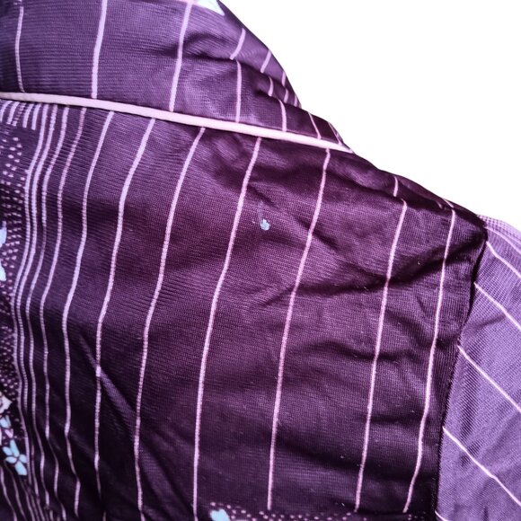 sz 8 True Vintage Boho Burgundy Midi Dress Belt Pinstripe Pattern Acetate 1970's - Picture 8 of 10